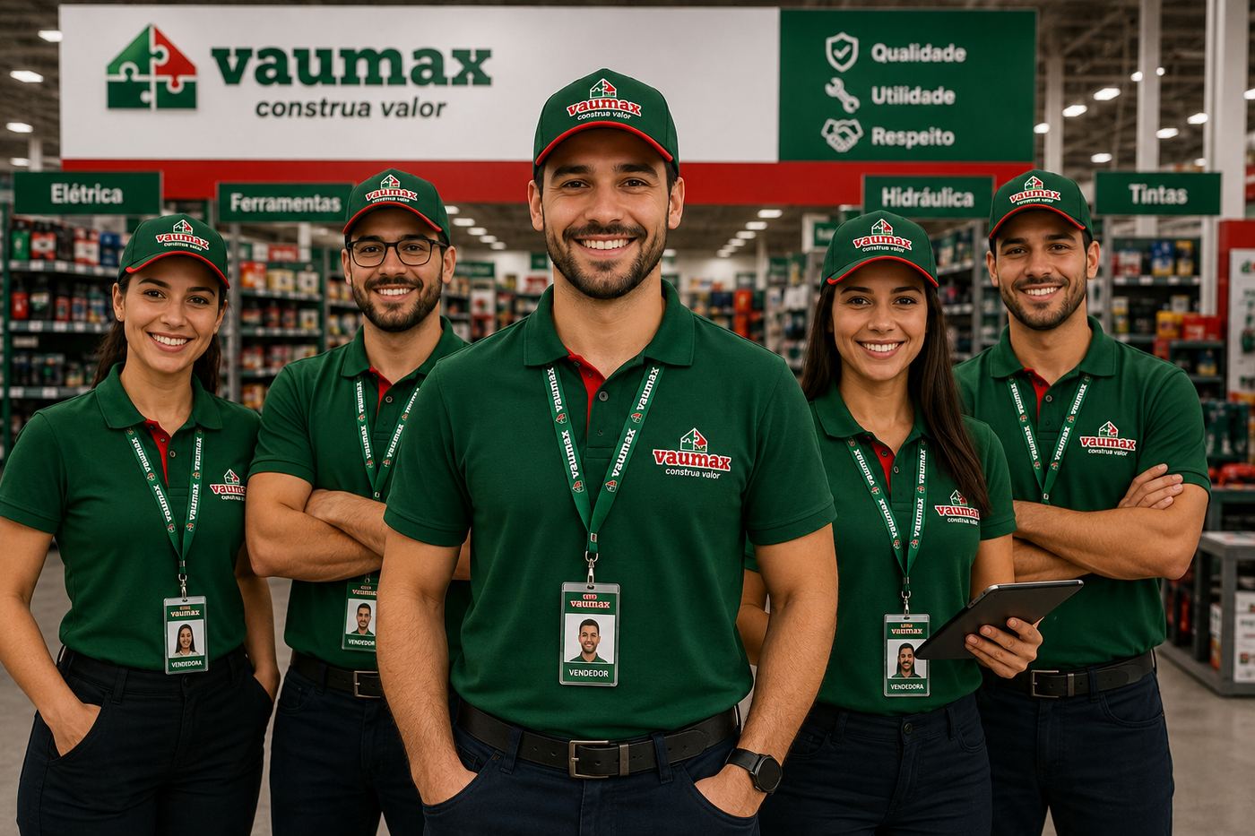 Equipe VAUMAX uniformizada na loja