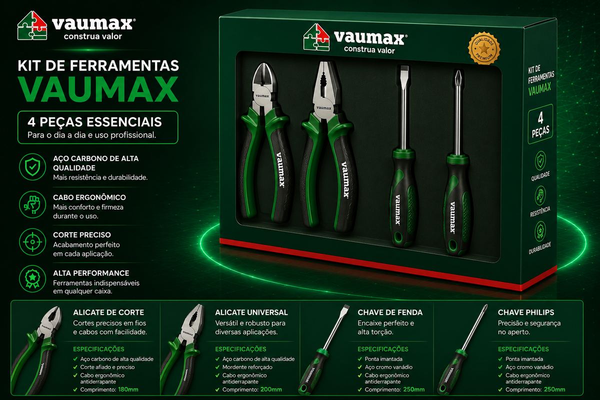 Kit de ferramentas VAUMAX com alicates e chaves