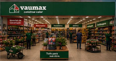 Gôndolas com produtos VAUMAX